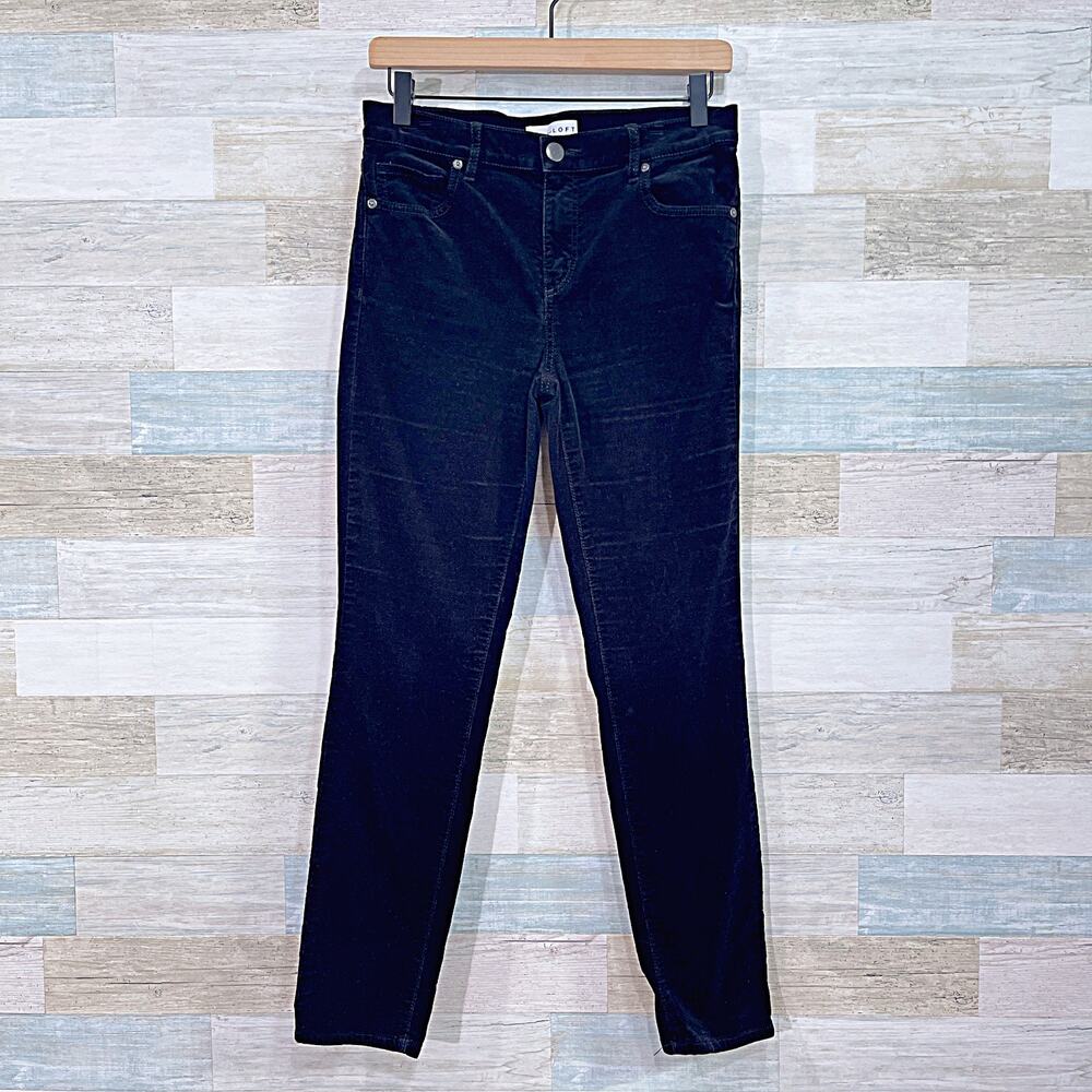 LOFT Skinny Corduroy Pants Black Mid Rise Cotton Stretch Womens 27 4